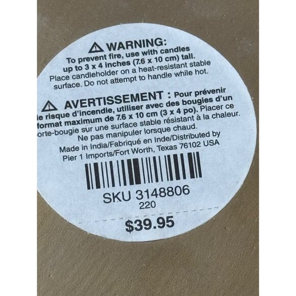 Wood Candle Holder With Metal Plate 2" Tall - Picture 5 of 7